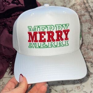 White Merry Christmas Cap